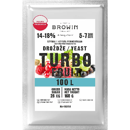 Turbo Fruit 5-7 days distiller's yeast 100 litraa, 160 g, BBE 17.1.2026
