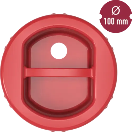 Punainen muovinen kierrekansi Ø100
