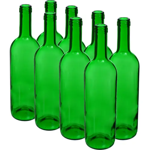 Viinipullo 0,75l, vihreä - 8kpl kutistemuovipakkaus